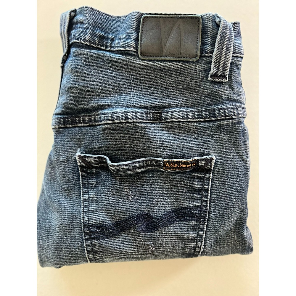 Nudie Jeans Co Thin Finn Black Dust Organic Denim Pants 32x34 Hemmed 30x24